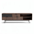 Modern wooden media console with mixed storage compartments 140 x 40 x 50cm