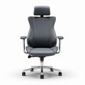 Ergonomic office chair with adjustable headrest and lumbar support in gray color