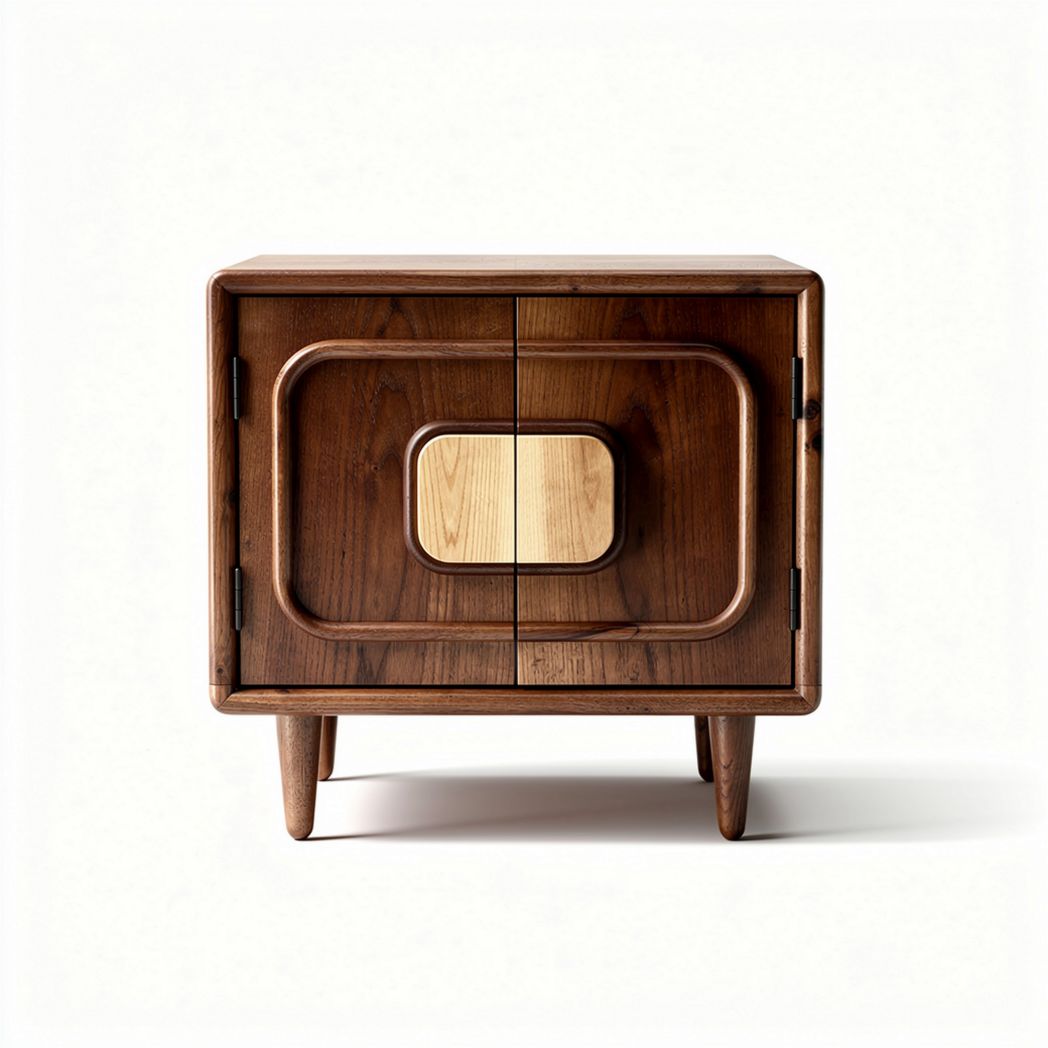 Wooden nightstand with two doors in walnut finish 45 x 40 x 50cm