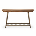 Wooden console table with metal legs and lower shelf 120 x 60 x 75cm