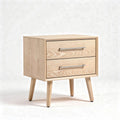 Wood nightstand with two drawers in light oak finish measuring 50 x 40 x 45cm