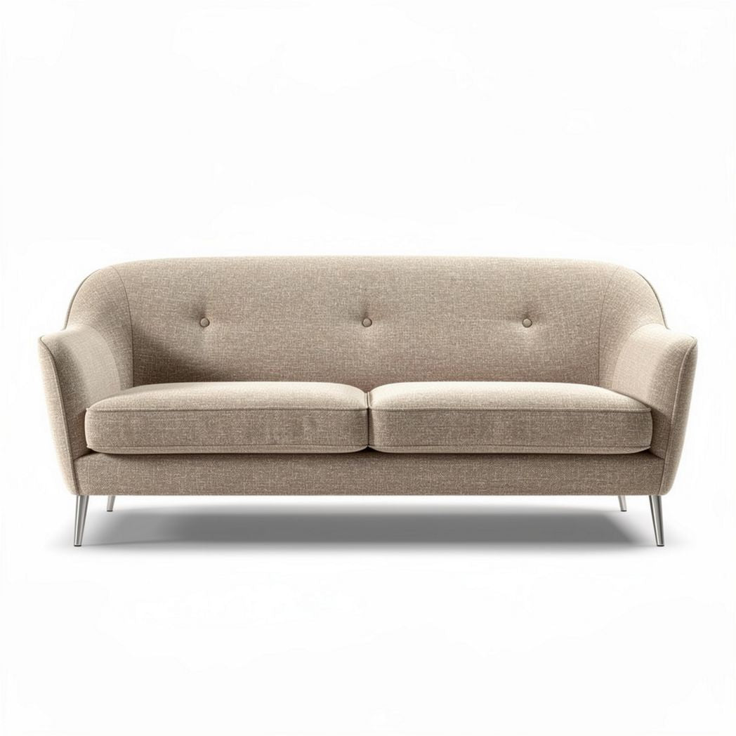 Fabric sofa with two cushions in beige color dimensions 180 x 85 x 75cm