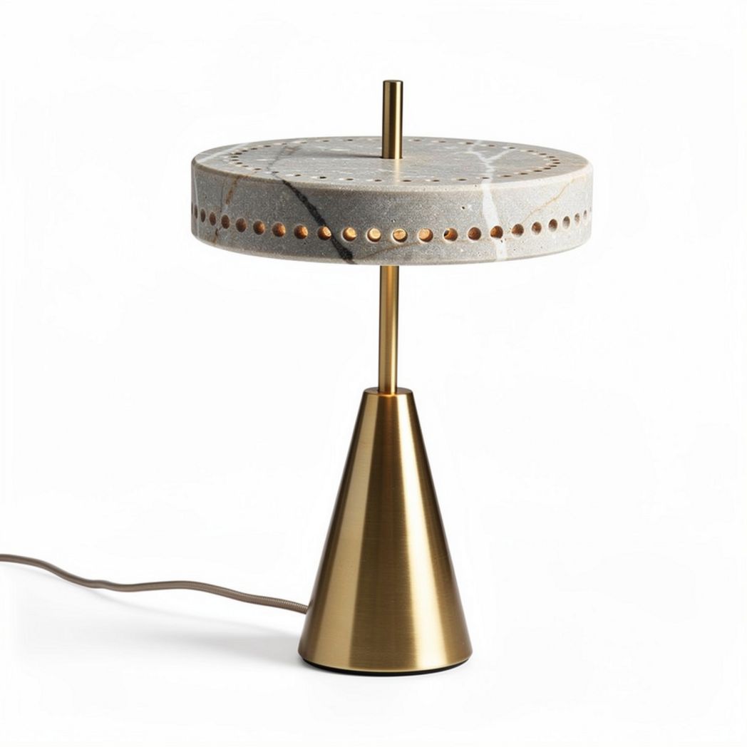 Marble and metal table lamp with contemporary design and dimensions 25 x 25 x 40cm