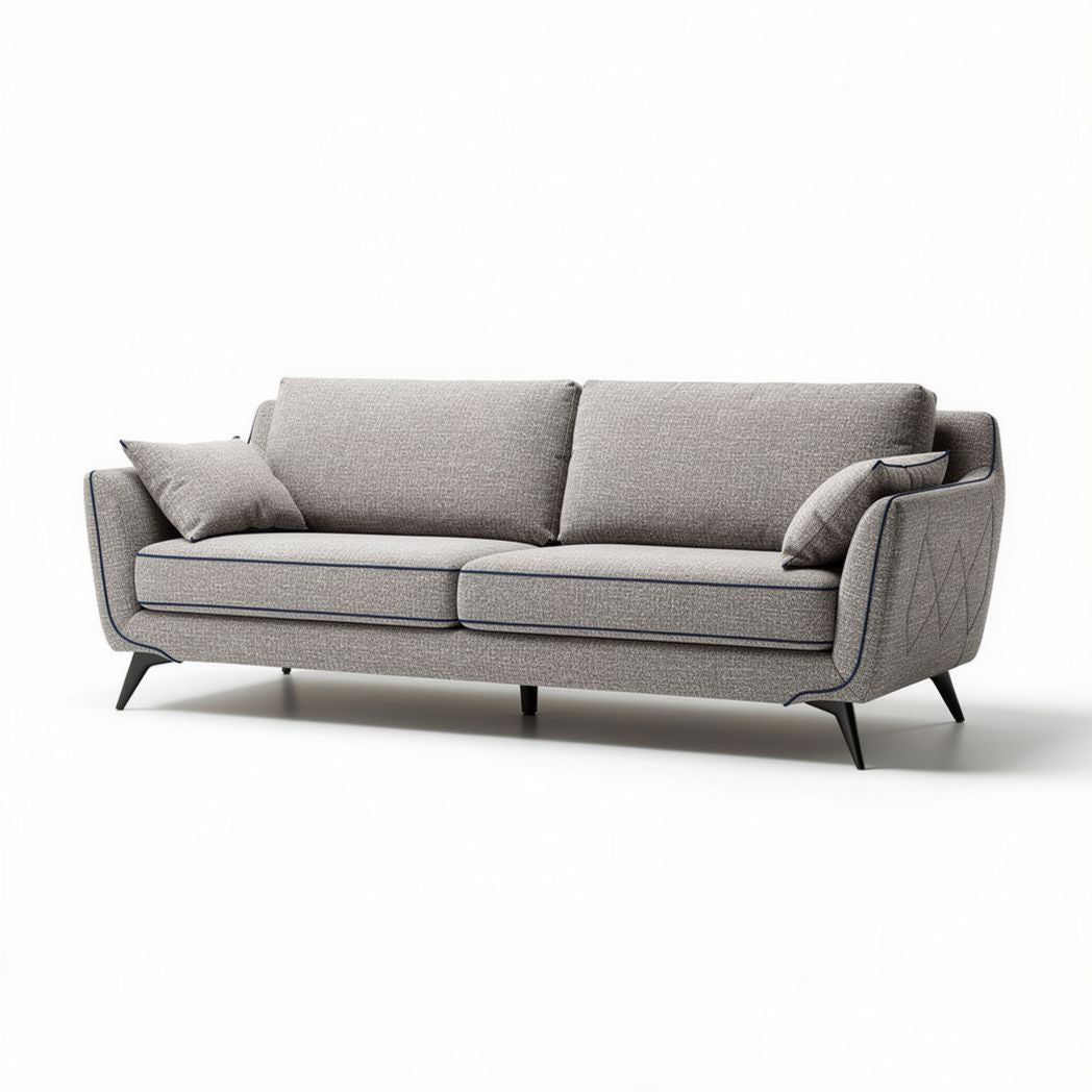 Modern gray fabric sofa with two seats and removable cushions 200 x 90 x 85cm