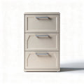 Three-drawer filing cabinet in beige with metal handles 45 x 30 x 75cm