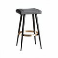 Bar stool with black metal legs and gray upholstered seat 40 x 40 x 75cm