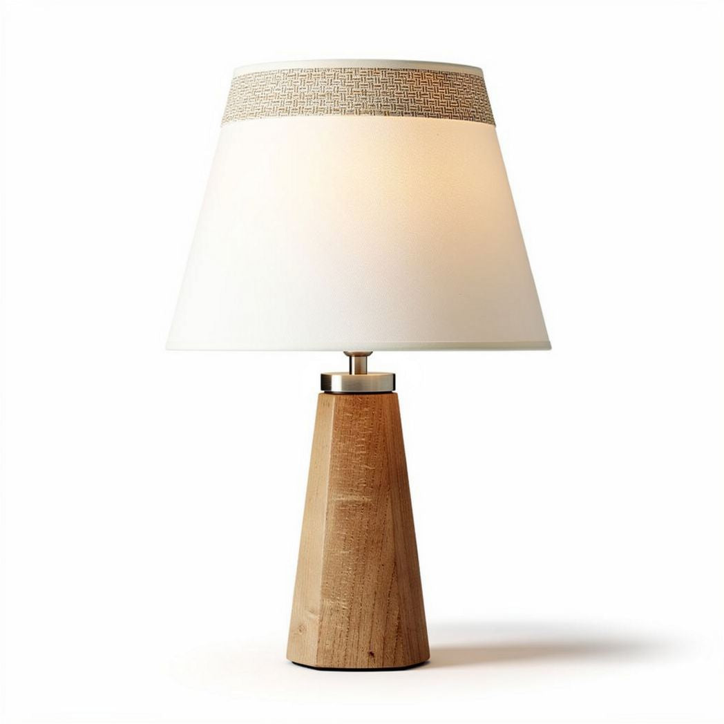 Wooden table lamp with fabric shade for living room or bedroom 30 x 30 x 50cm