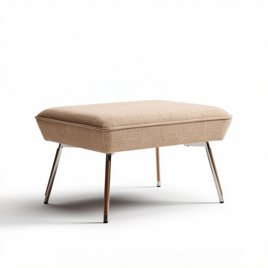 Fabric ottoman for living room 80 x 60 x 40cm in beige color with metal legs