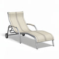 Outdoor adjustable chaise lounge chair in beige aluminum frame 180 x 70 x 30cm