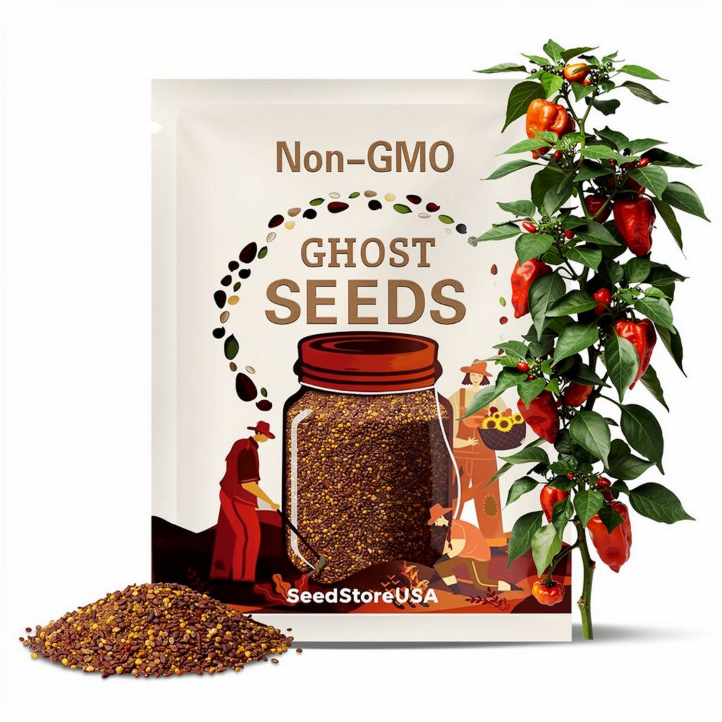 Ghost Pepper Seeds (Bhut Jolokia) | Heirloom - Non-GMO | Capsicum Chinense | Vegetable Seeds | Seed Store | 1008