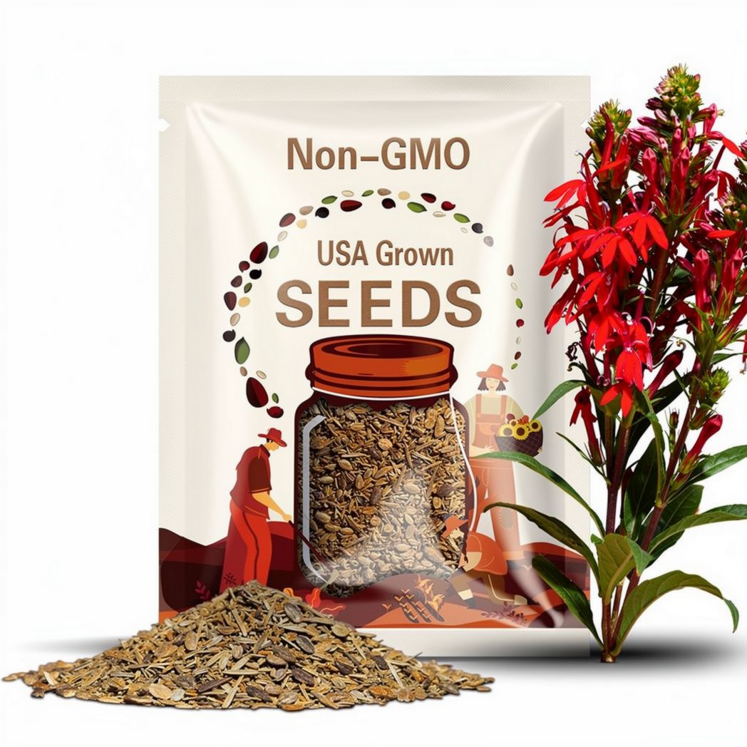 Cardinal Flower Lobelia Seeds – Heirloom Flower, Attracts Hummingbirds, Pollinator Friendly and Vibrant Red Blooms | 250 Seeds