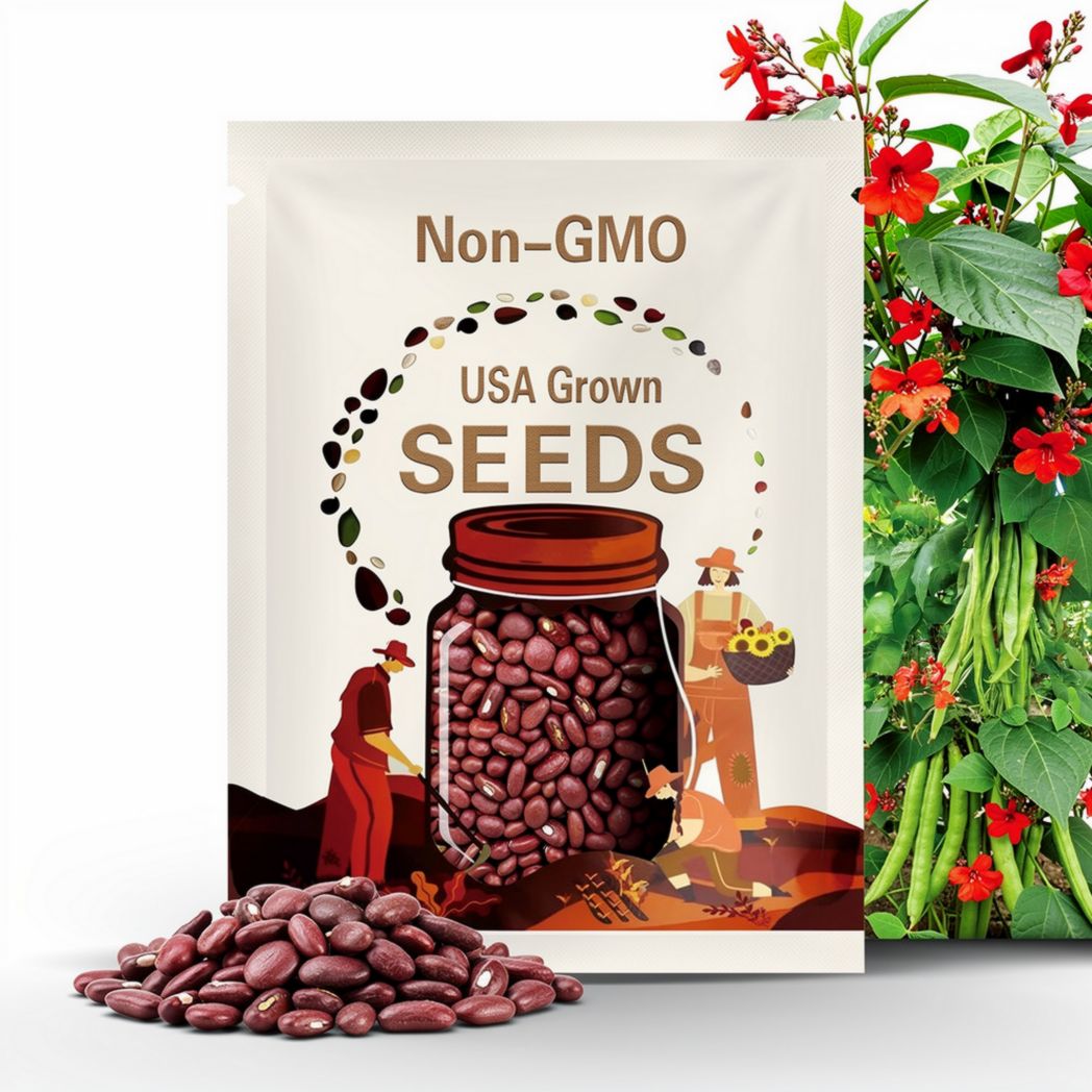 Scarlet Emperor Runner Bean Seeds – 50 Non-GMO Organic British Heirloom