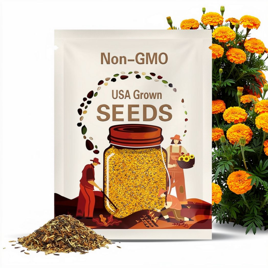 Marigold Flower Seeds-African Tall Orange -100+ seeds/packet.