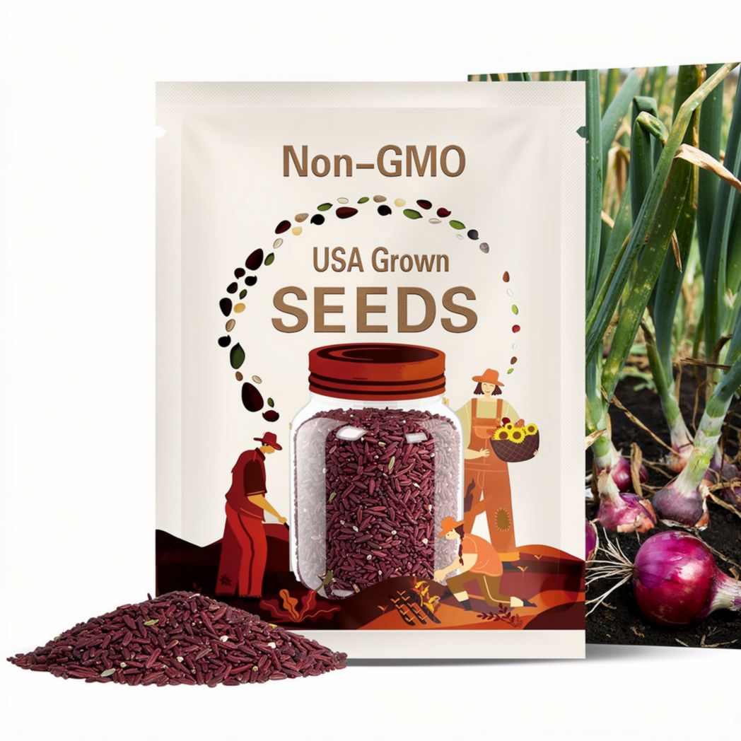 Red Onion Seeds - Organic, Heirloom, Open Pollinated, Non GMO - Grow Indoors, Outdoors, In Pots, Grow Beds, Soil, Hydroponics & Aquaponics