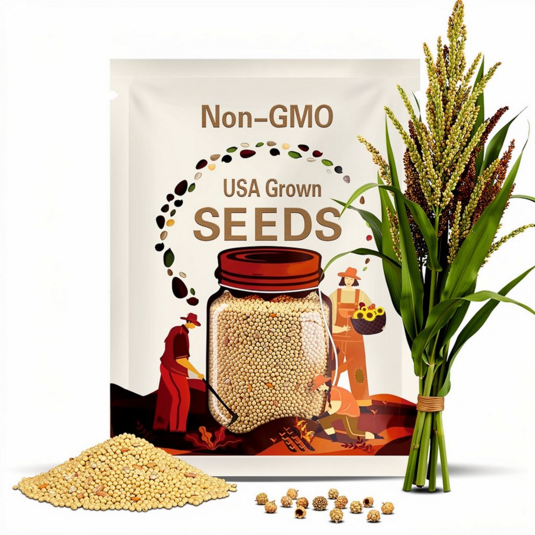 Sorghum Seeds - Organic, Heirloom, Open Pollinated, Non GMO - Grow Indoors, Outdoors, In Pots, Grow Beds, Soil, Hydroponics & Aquaponics