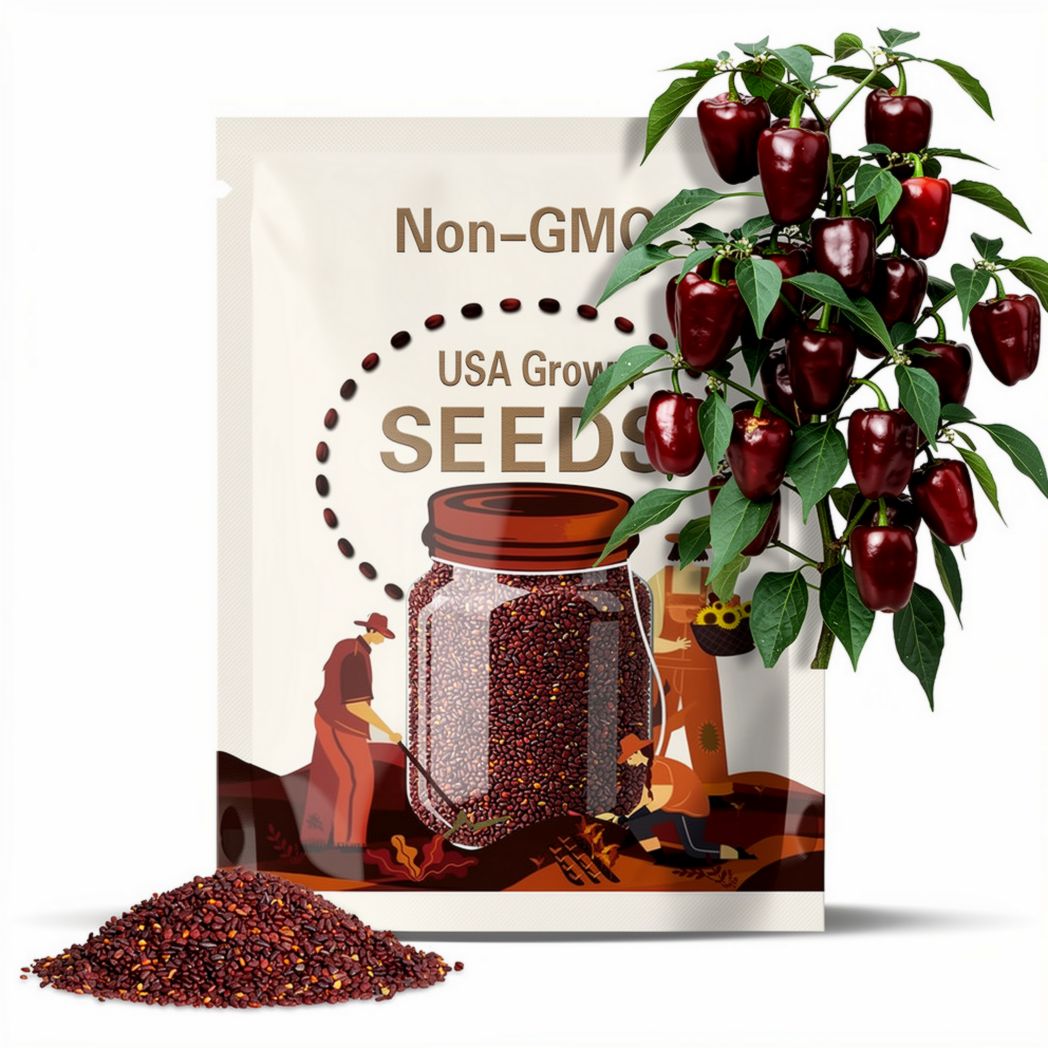 Dark Blood Red Jalapeno Style Pepper Seeds - Very Sweet with Mild Heat Pepper, Non-GMO Organic Pepper Seeds, Great for gifting, and cooking!