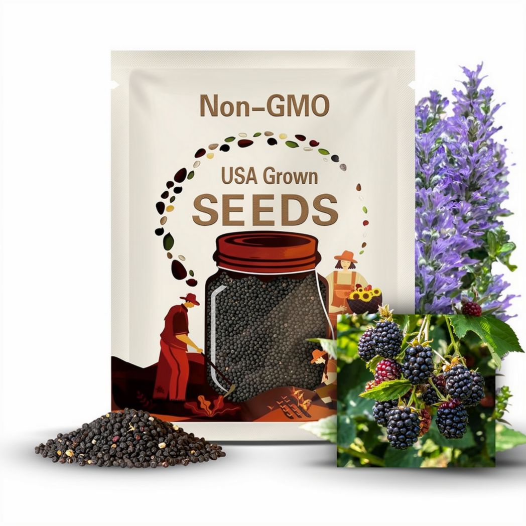 100 Seeds | Giant Thornless Blackberry Seeds – Sweet Large Berries – Easy Grow Thorn-Free Bush – Heirloom Fruit – Perfect for Home Garden