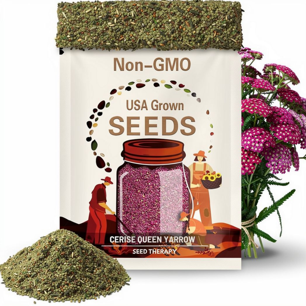 Yarrow Cerise Queen Seeds – Heirloom Medicinal Flower, Vibrant Cerise-Pink Blooms, Attracts Pollinators, Easy to Grow | 50 Seeds