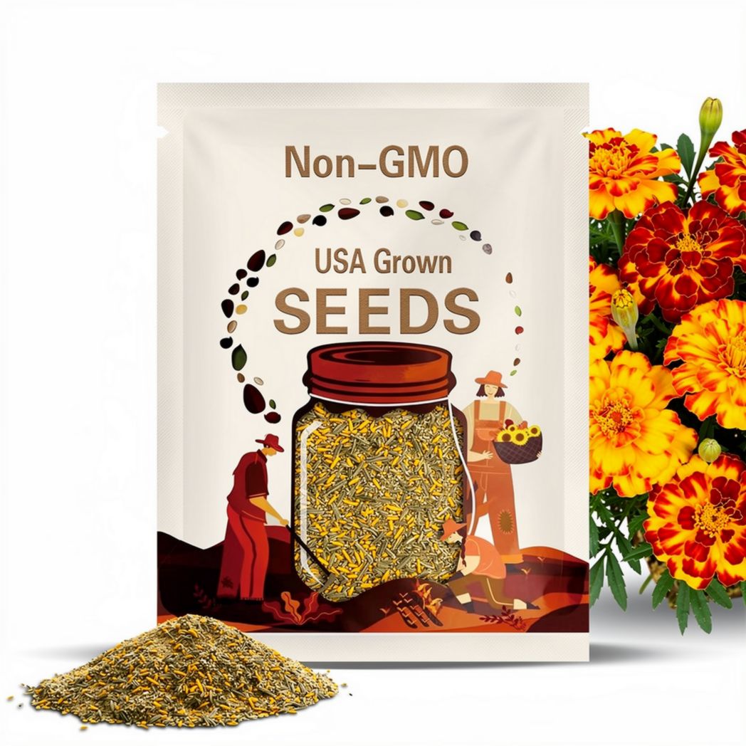 Bolero Marigold Seeds (French) – Heirloom, Fiery Orange and Red Blooms, Classic Annual and Garden Favorite | 50 Seeds