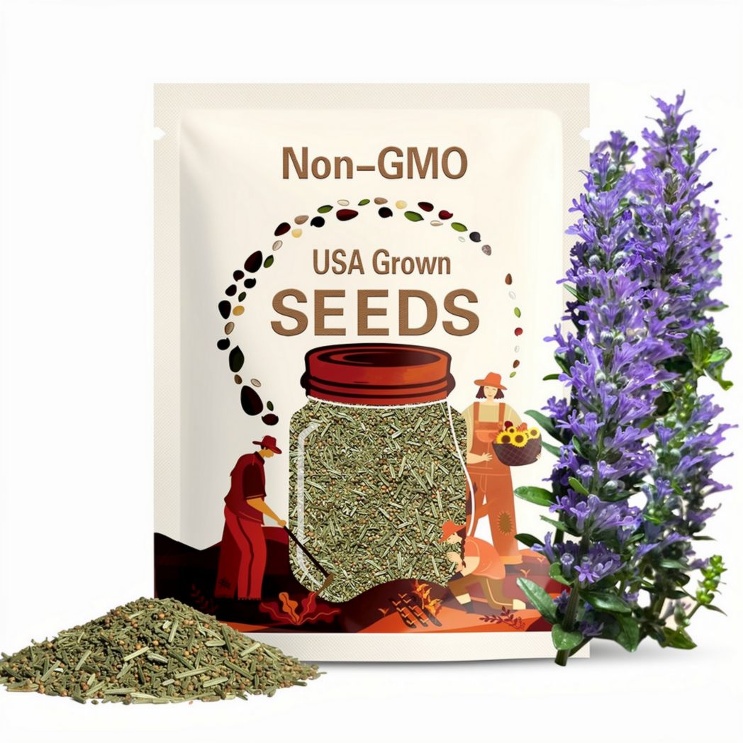 Hyssop Seeds - Organic, Heirloom, Open Pollinated, Non GMO - Grow Indoors, Outdoors, In Grow Beds, Soil, Hydroponics & Aquaponics